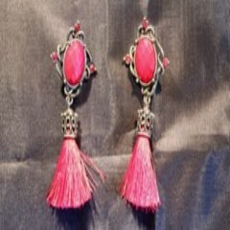 Red tassle earrings